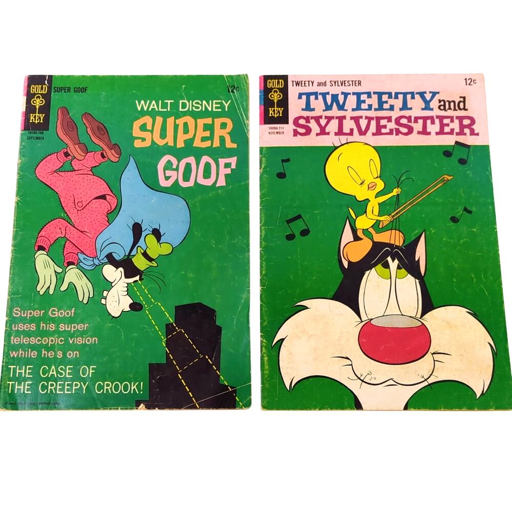 Gold Key Silver Age Comic Book Lot Tweety & Sylvester #8 Super Goof #8 1967 Mid